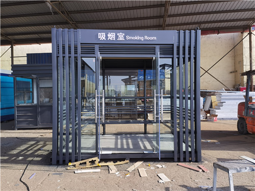 济宁内蒙古工厂吸烟亭玻璃吸烟室完工